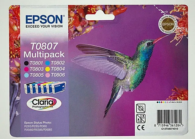 EPSON T0807 T0801 T0802 T0803 T0804 T0805 T0806 STYLUS PHOTO R265/RX585 Kit 6